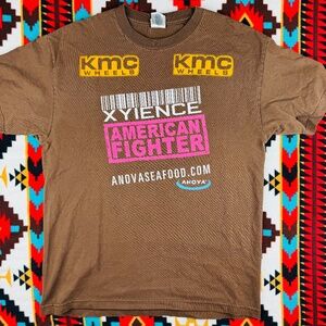 Vintage XYIENCE American Fighter Promo T-Shirt Brown Size Large UFC